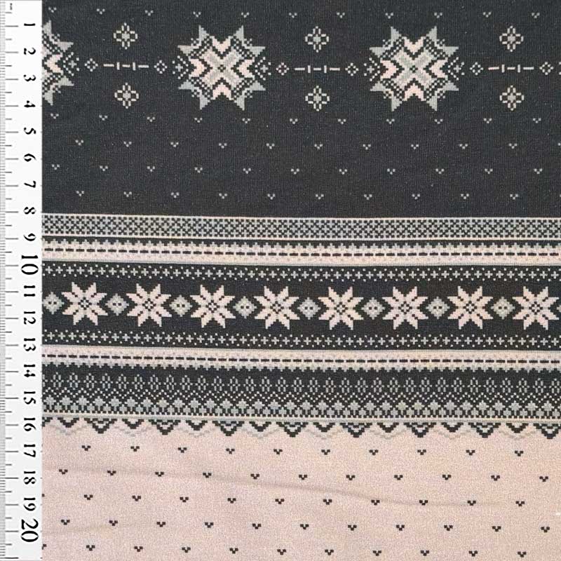 French Terry med retro julemotiv