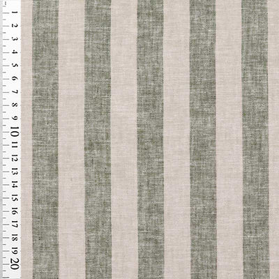 Fast hør / bomuld med grønne striber