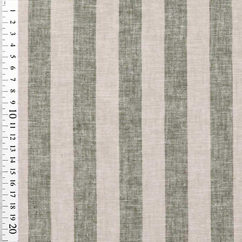 Fast hør / bomuld med grønne striber