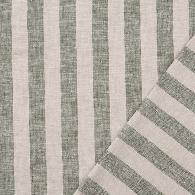 Fast hør / bomuld med grønne striber