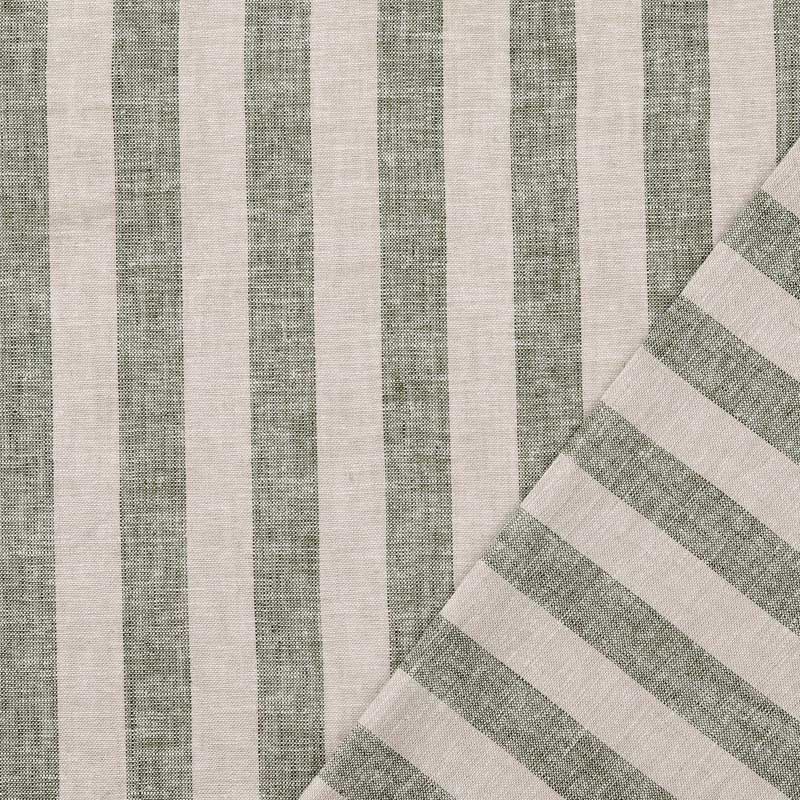 Fast hør / bomuld med grønne striber