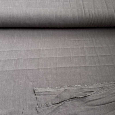 Ensfarvet fast viscose / hør i mussegrå