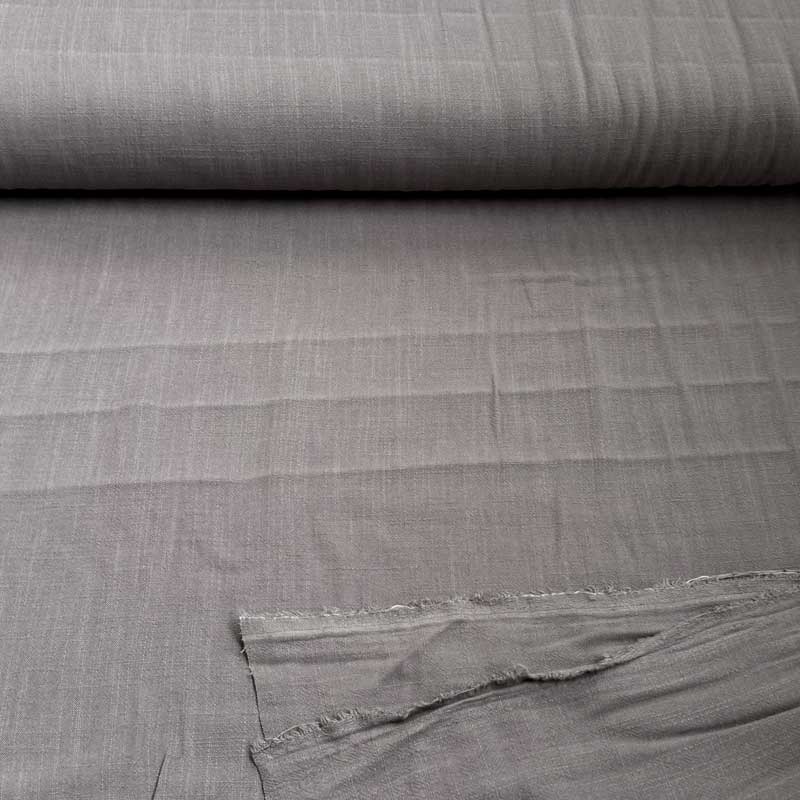 Ensfarvet fast viscose / hør i mussegrå
