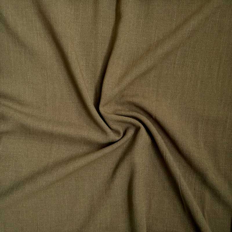Ensfarvet fast viscose / hør i olivengrøn