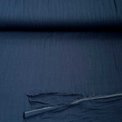 Ensfarvet fast viscose / hør i azurblå
