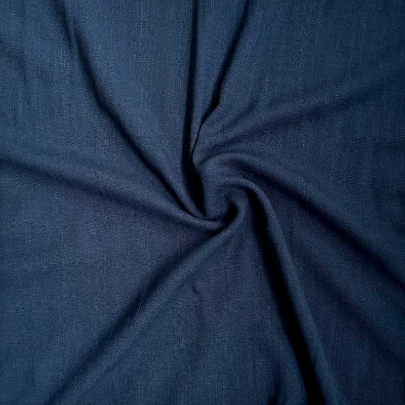 Ensfarvet fast viscose / hør i azurblå