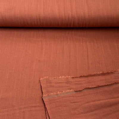 Ensfarvet fast viscose / hør i brændt orange
