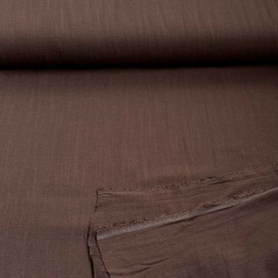 Ensfarvet fast viscose / hør i brun