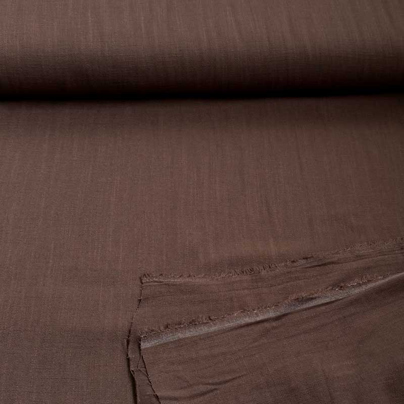 Ensfarvet fast viscose / hør i brun