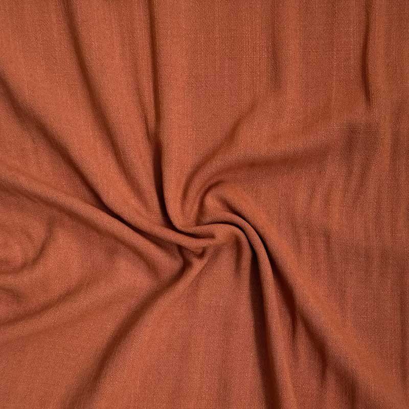 Ensfarvet fast viscose / hør i brændt orange
