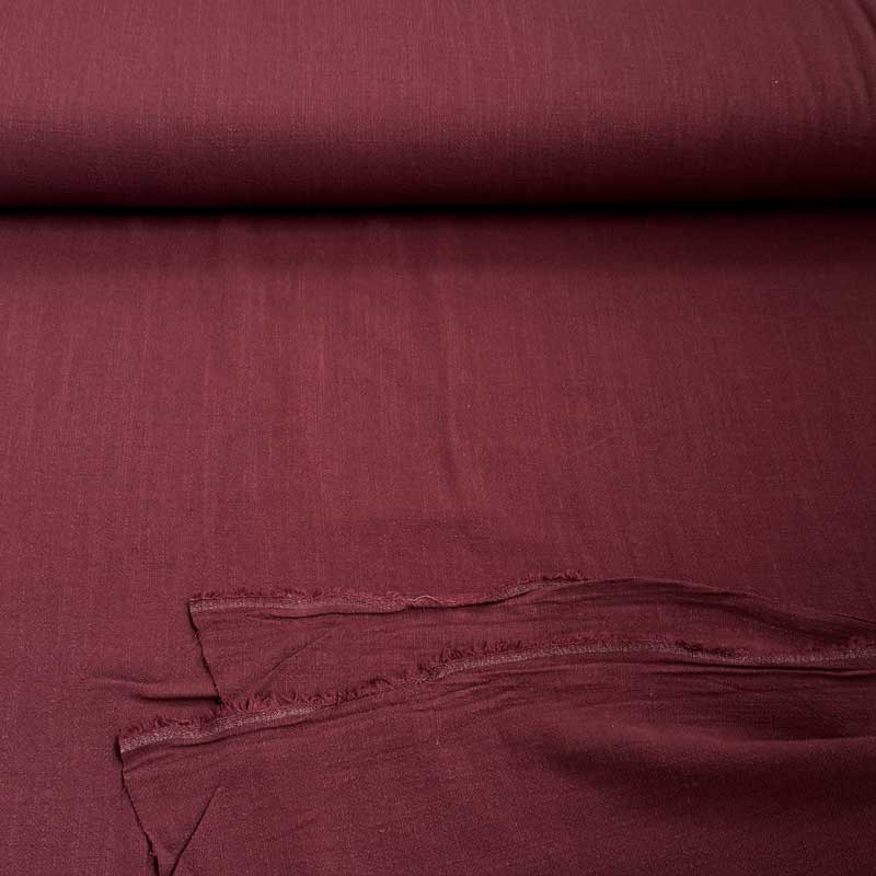 Ensfarvet fast viscose / hør i støvet bordeaux