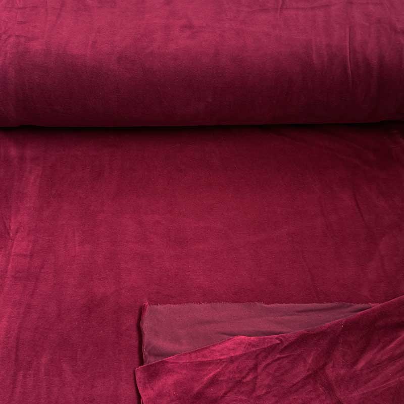 Velour med stræk i bordeaux