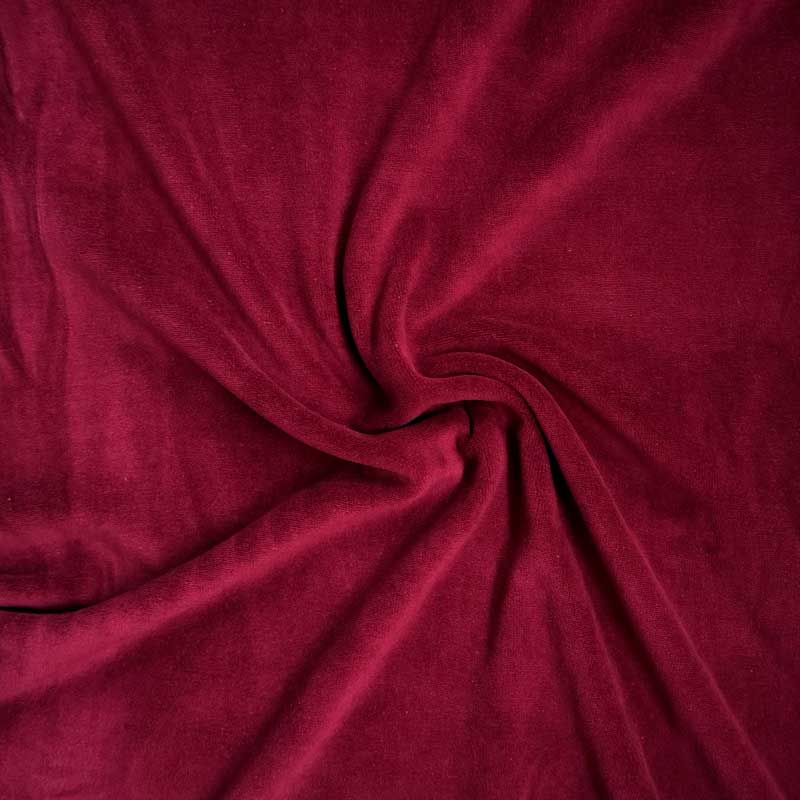 Velour med stræk i bordeaux