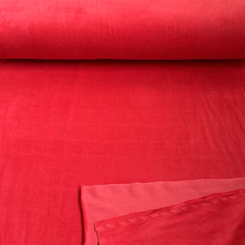 Velour med stræk i rød