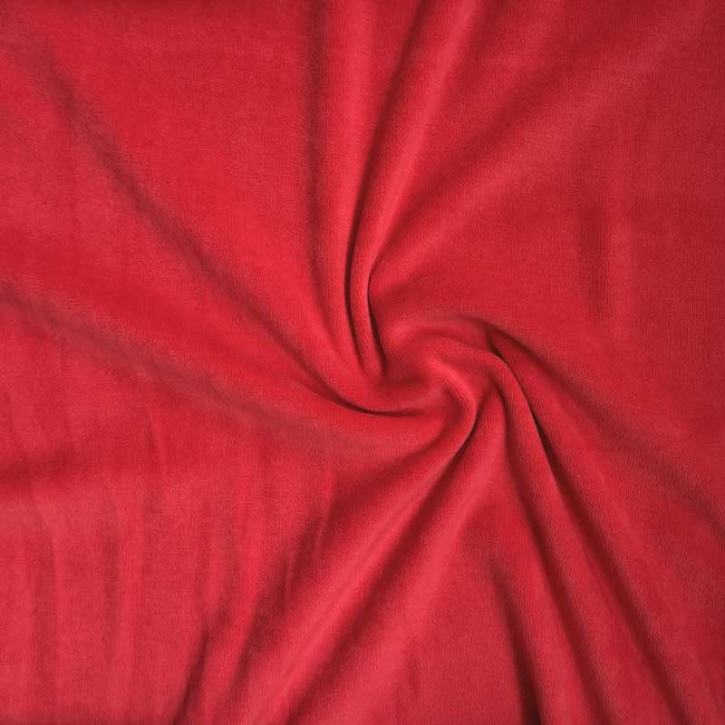 Velour med stræk i rød