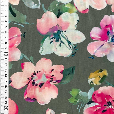 Fast digital viscose med blomster akvarel