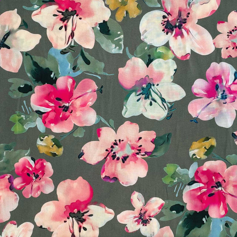 Fast digital viscose med blomster akvarel