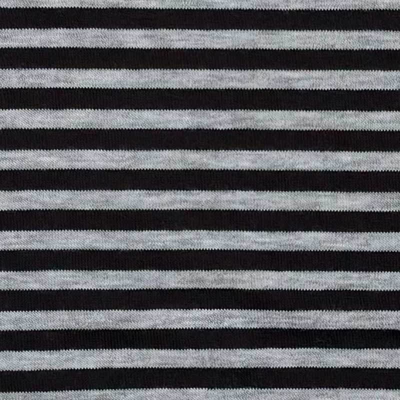 Stribet viscose jersey i sort og gråmeleret