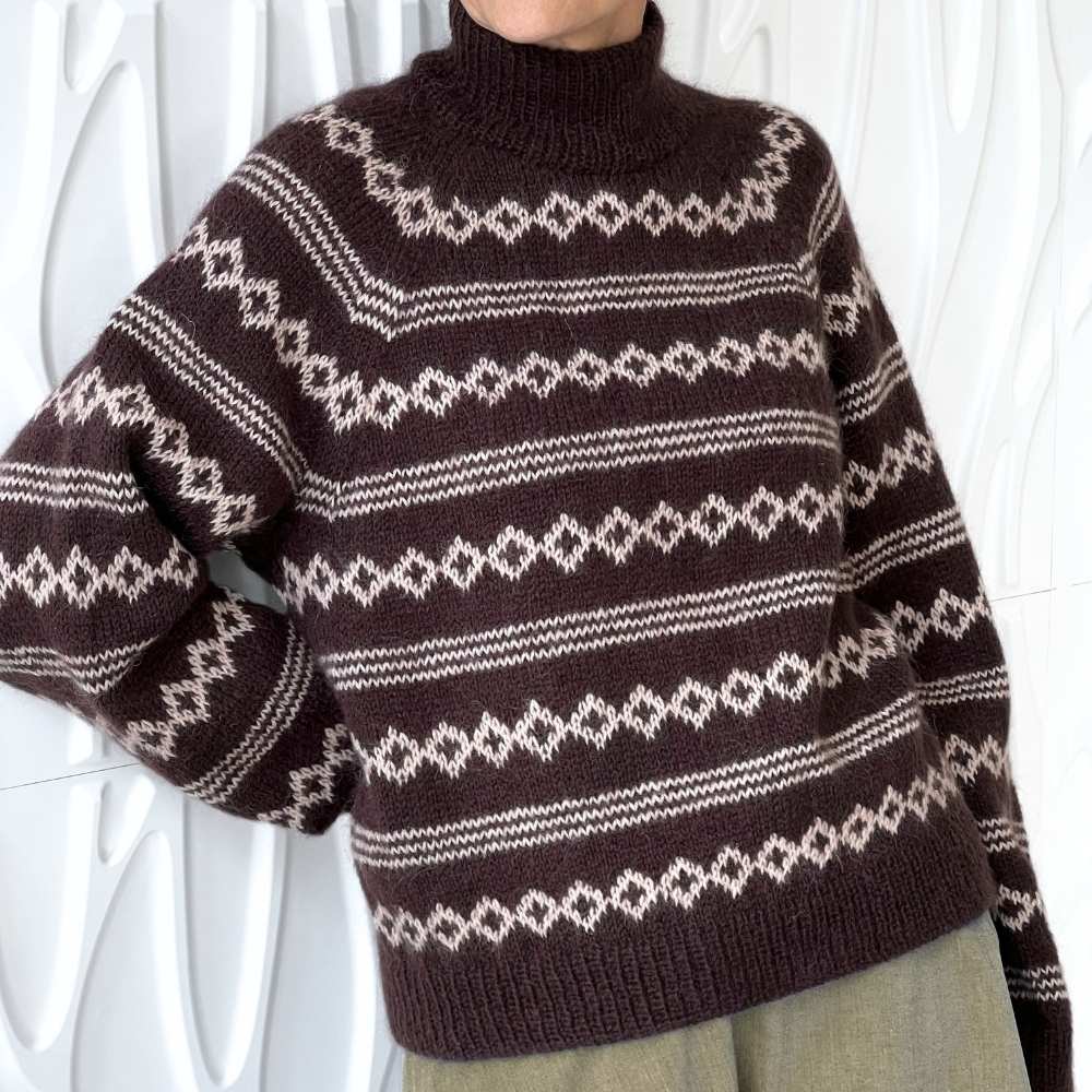 Strikkekit Mikala sweater fra Le Knit i Tynd Peer Gynt og Tynd Silk Mohair