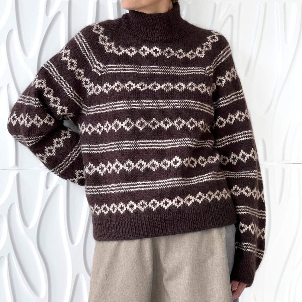 Strikkekit Mikala sweater fra Le Knit i Tynd Peer Gynt og Tynd Silk Mohair