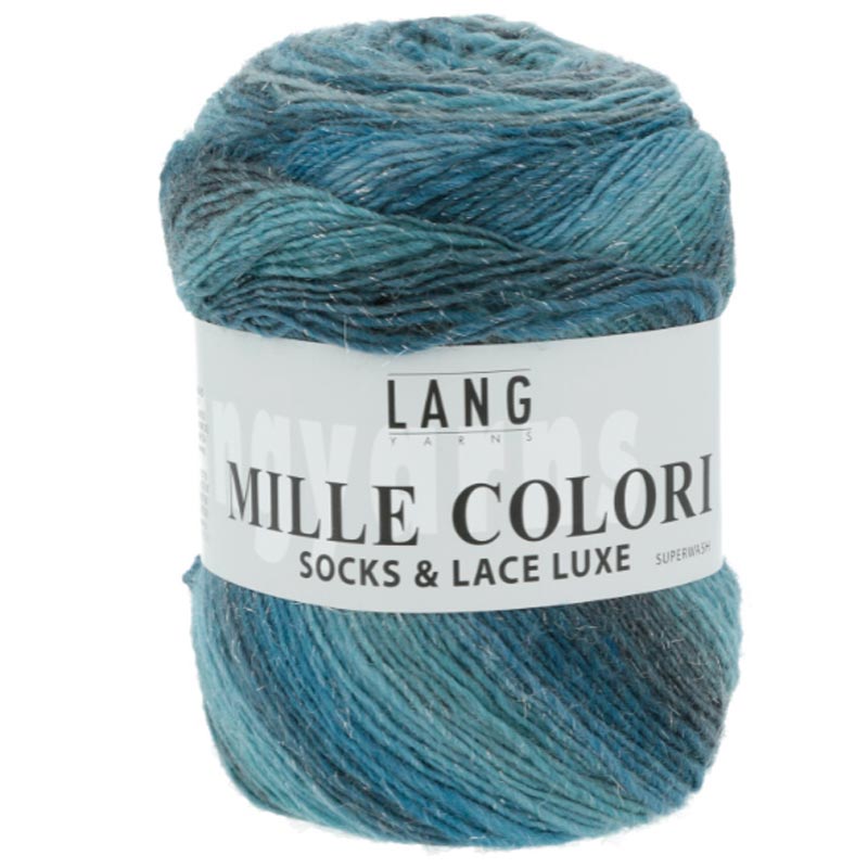 Mille colori socks og lace luxe garn fra Lang Yarns Aqua