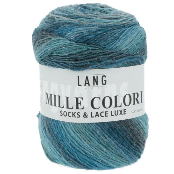 Mille colori socks og lace luxe garn fra Lang Yarns Aqua