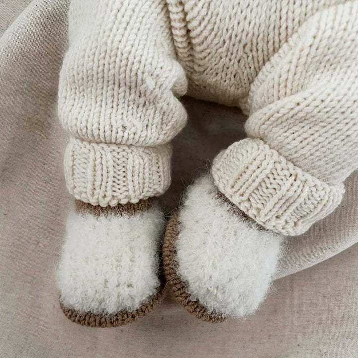 Mini Teddy Slippers fra Woolix i Db. Sunday og Alp. Boucle