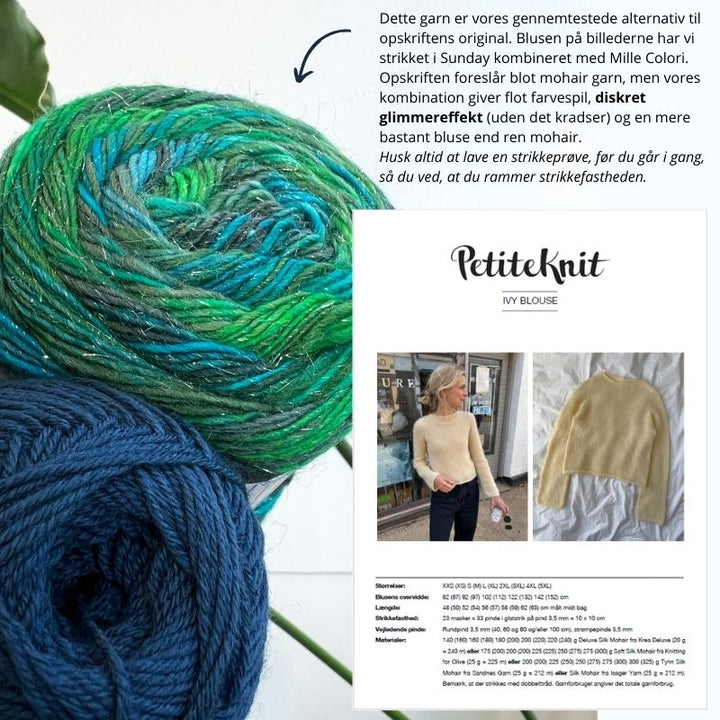 Strikkekit Ivy Blouse fra PetiteKnit i Sunday og Mille Colori
