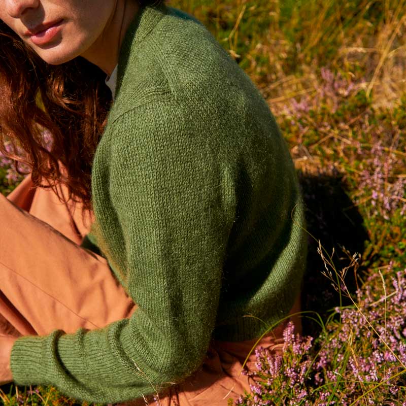 Strikkekit Mouliné cardigan fra Le knit i Sunday og Tynd Silk Mohair