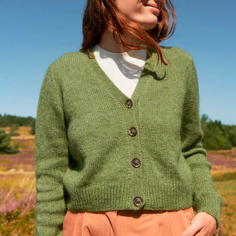 Strikkekit Mouliné cardigan fra Le knit i Sunday og Tynd Silk Mohair