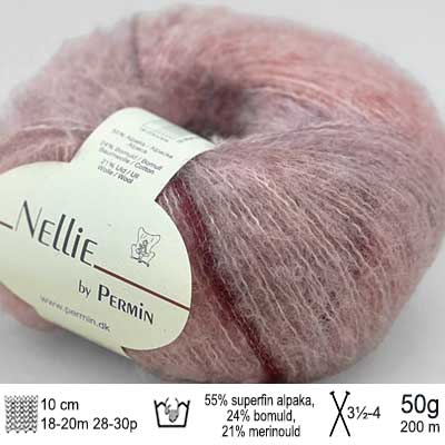 Nellie garn fra Permin Rosa bordeaux syren