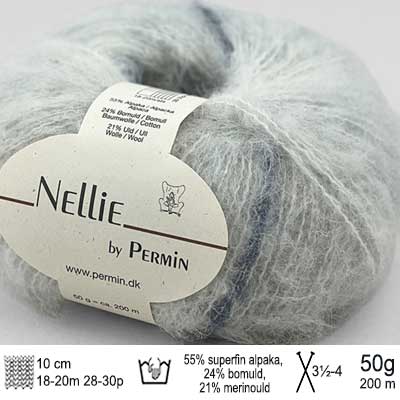 Nellie garn fra Permin Lyseblå jeans kobolt