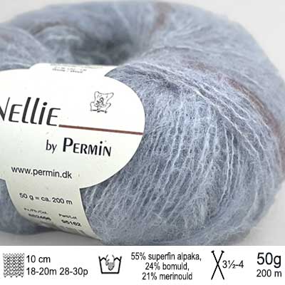 Nellie garn fra Permin Lyseblå rosa bordeaux
