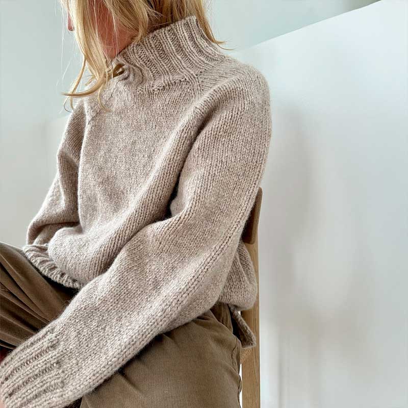 Strikkekit Noah sweater fra Le Knit i Fritidsgarn (kort model)