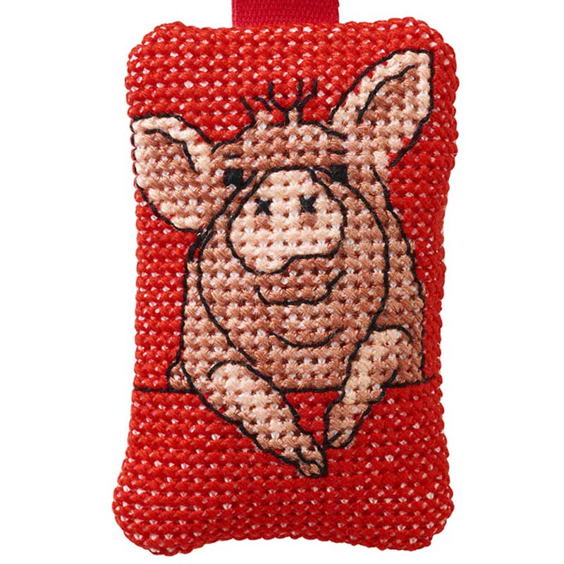 Broderikit Gris nøglering fra Permin