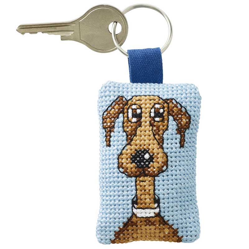 Broderikit Hund nøglering fra Permin