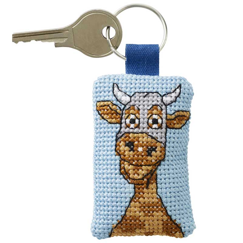 Broderikit Ko nøglering fra Permin