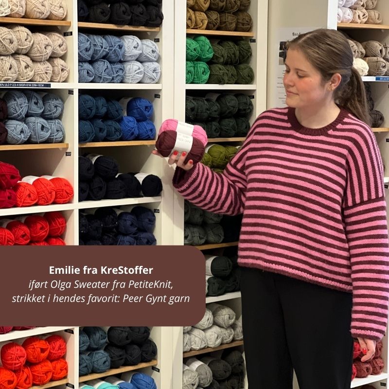 Strikkekit Olga sweater fra PetiteKnit i Peer Gynt garn