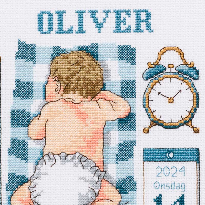 Broderikit - Fødselsminde til nyfødt dreng (21 x 30 cm)