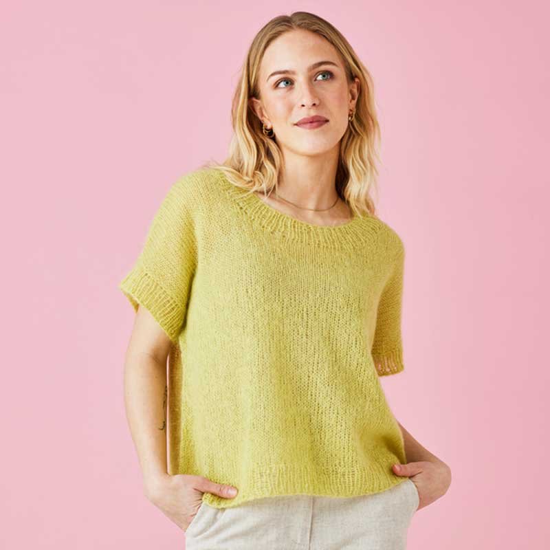 Oversize t-shirt i 2 tråde Angel garn fra Permin - KreStoffer
