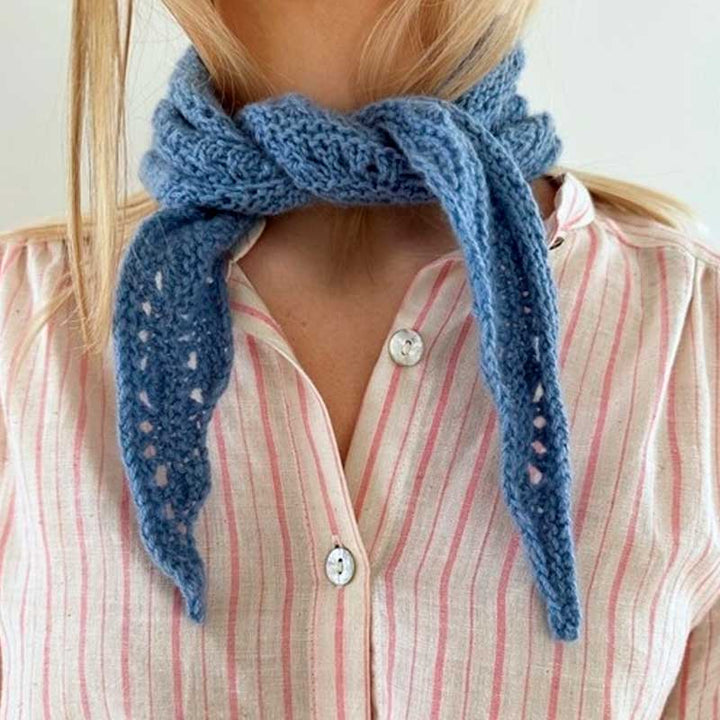 Strikkekit Peacock Scarf fra Le Knit i Tynd Silk Mohair &amp; Alpakka Følgetråd