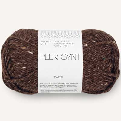 Peer Gynt garn fra Sandnes Garn Mørk brun med natur tweed