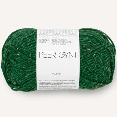 Peer Gynt garn fra Sandnes Garn Skovgrøn med natur tweed