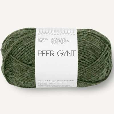 Peer Gynt garn fra Sandnes Garn Mørk grønmeleret