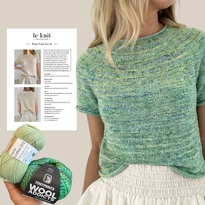 Plain Yoke Tee 20 fra Le Knit i Footprints garn og Lana Cotton