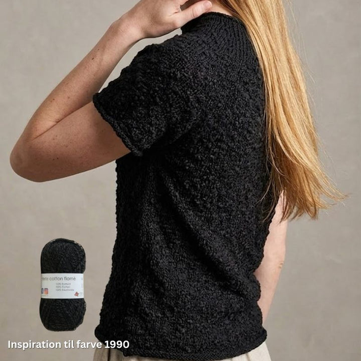 Strikkekit Plain Yoke Tee 19 fra Le Knit i Cotton Flamé fra Hjertegarn