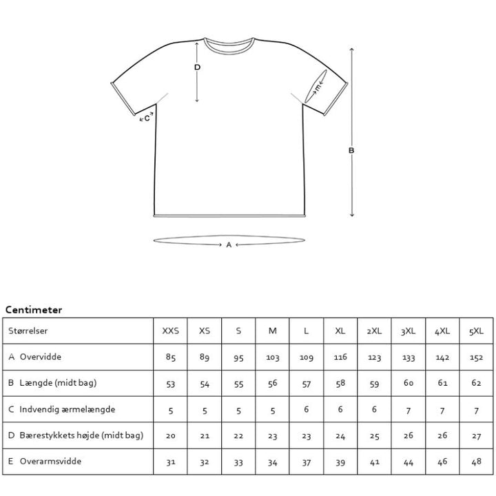 Plain Yoke Tee 19 målskitse