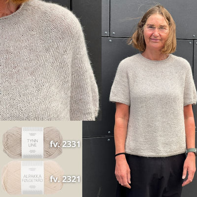Strikkekit Plain Yoke Tee 22 fra Le Knit i Tynd Line og Alpakka Følgetråd