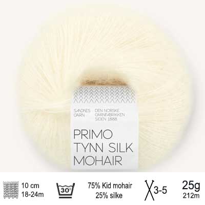 Primo Tynd Silk Mohair garn fra Sandnes Garn Natur