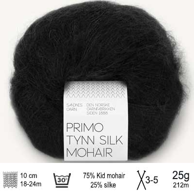 Primo Tynd Silk Mohair garn fra Sandnes Garn Sort